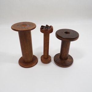 3 Wood Spools textile Mill Vintage items