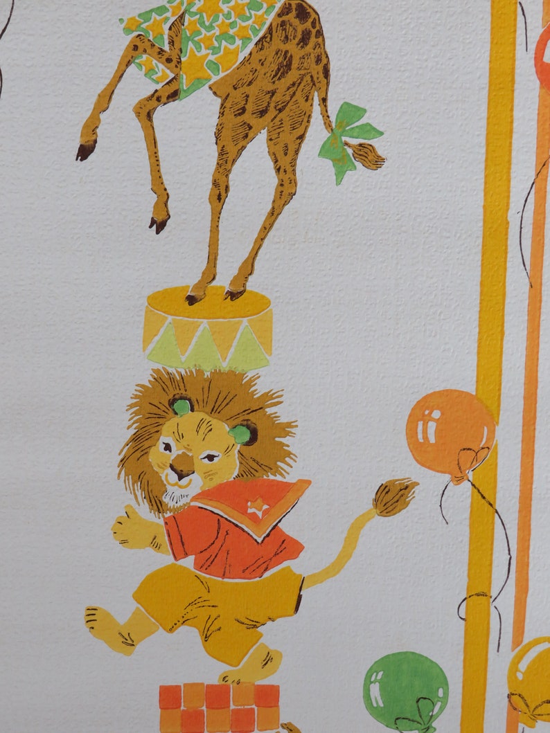 Children's Wallpaper Circus Animals Vintage Roll Etsy