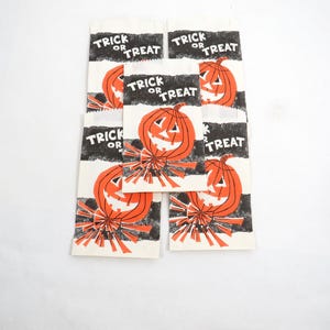 5 Halloween Paper Treat Bags NOS Mid Century Duro Paper Bag MFG