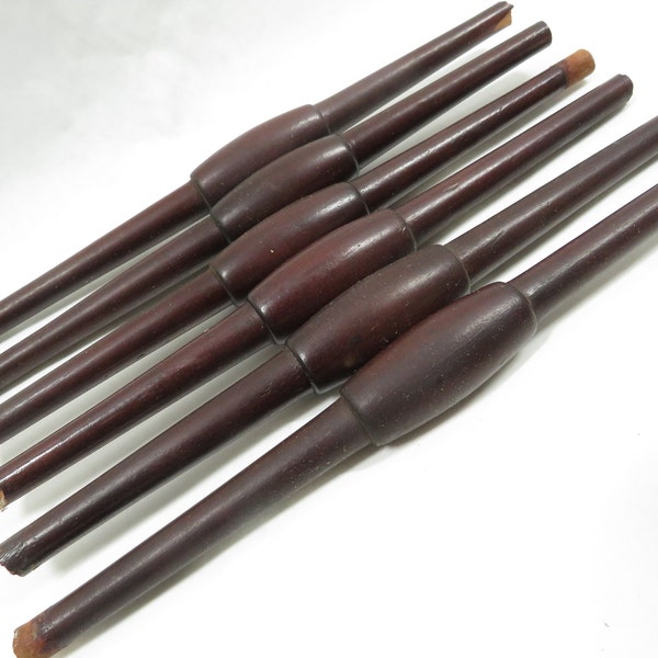 6 spindles dowels shaped wood vintage