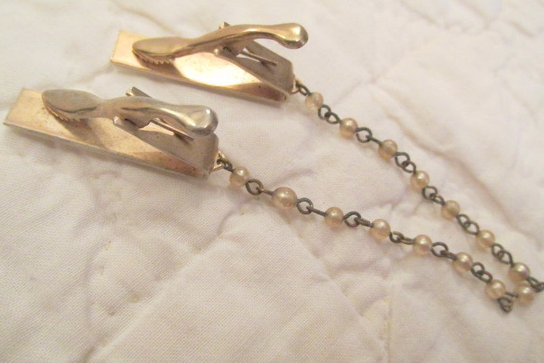 Vintage Sweater Clip sweater guard faux pearls and mother of pearl
