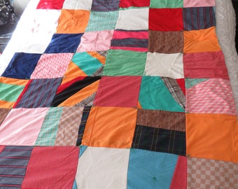 Patchwork Quilt Retro Mid Century Polyester collectible NOT PERFECT