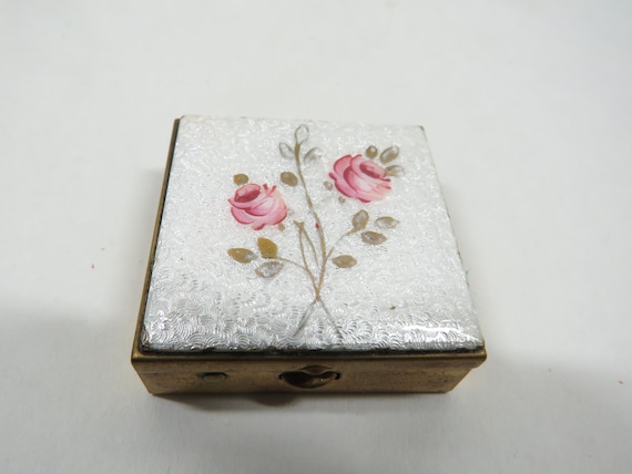 Pill Box Guilloche Roses on top Vintage - image 2