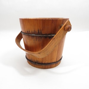 Wood Bucket Pail Collectible Vintage Storage
