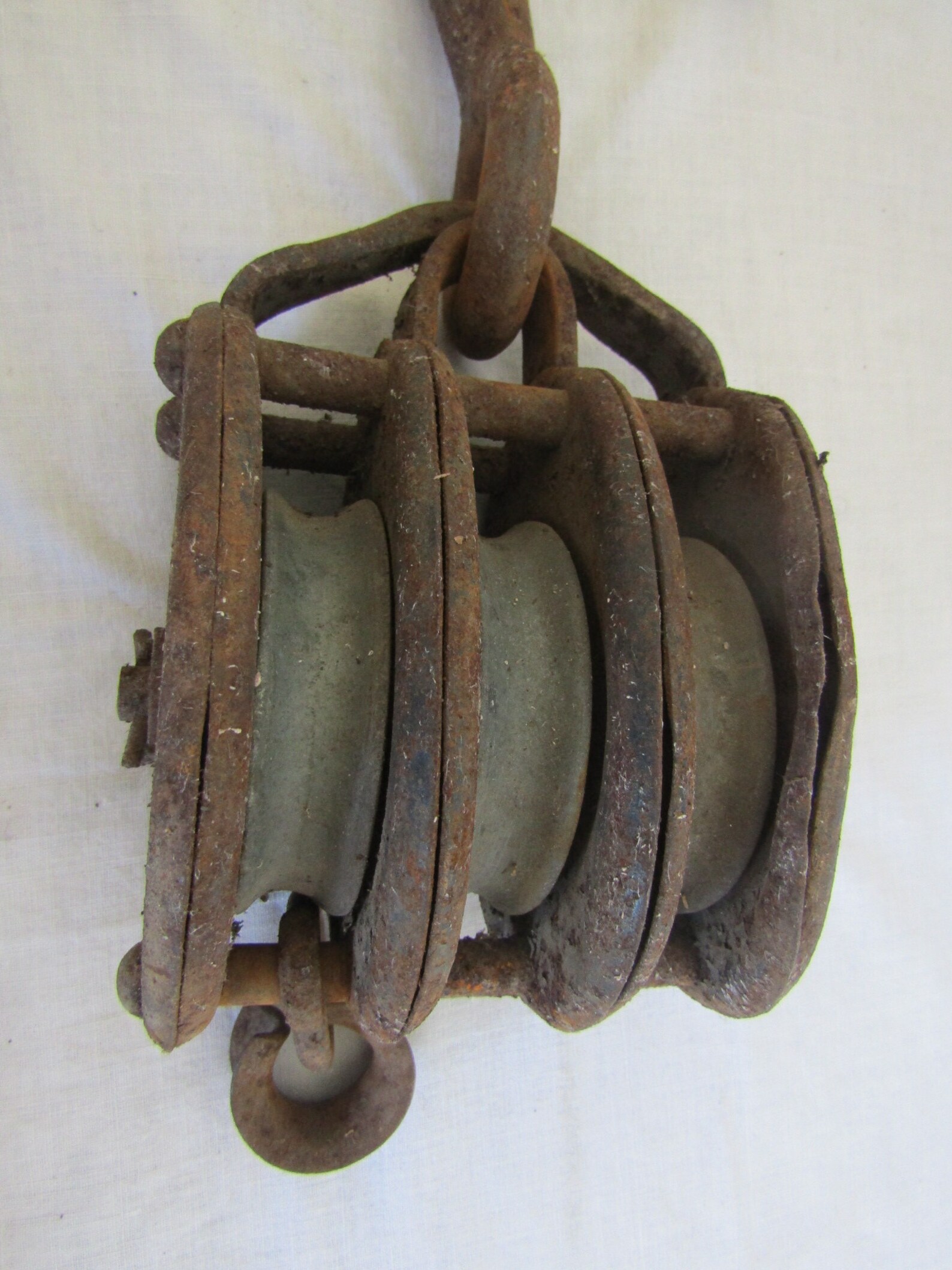 Block and Tackle Triple pulley Industrial rusted Vintage Etsy