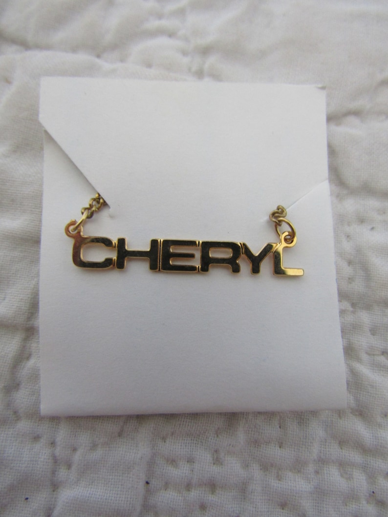 Vintage Cheryl Necklace on card Block Letters
