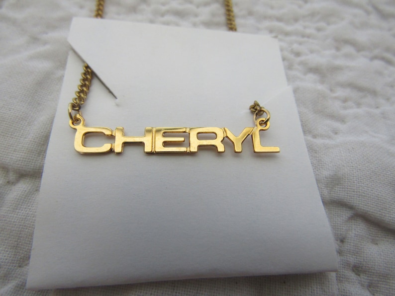 Vintage Cheryl Necklace on card Block Letters
