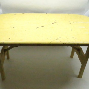 Table folding stool Yellow Vintage furniture cottage granny core