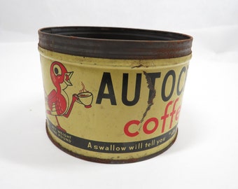 Autocrate Boîte à café ronde en métal vintage du milieu du siècle