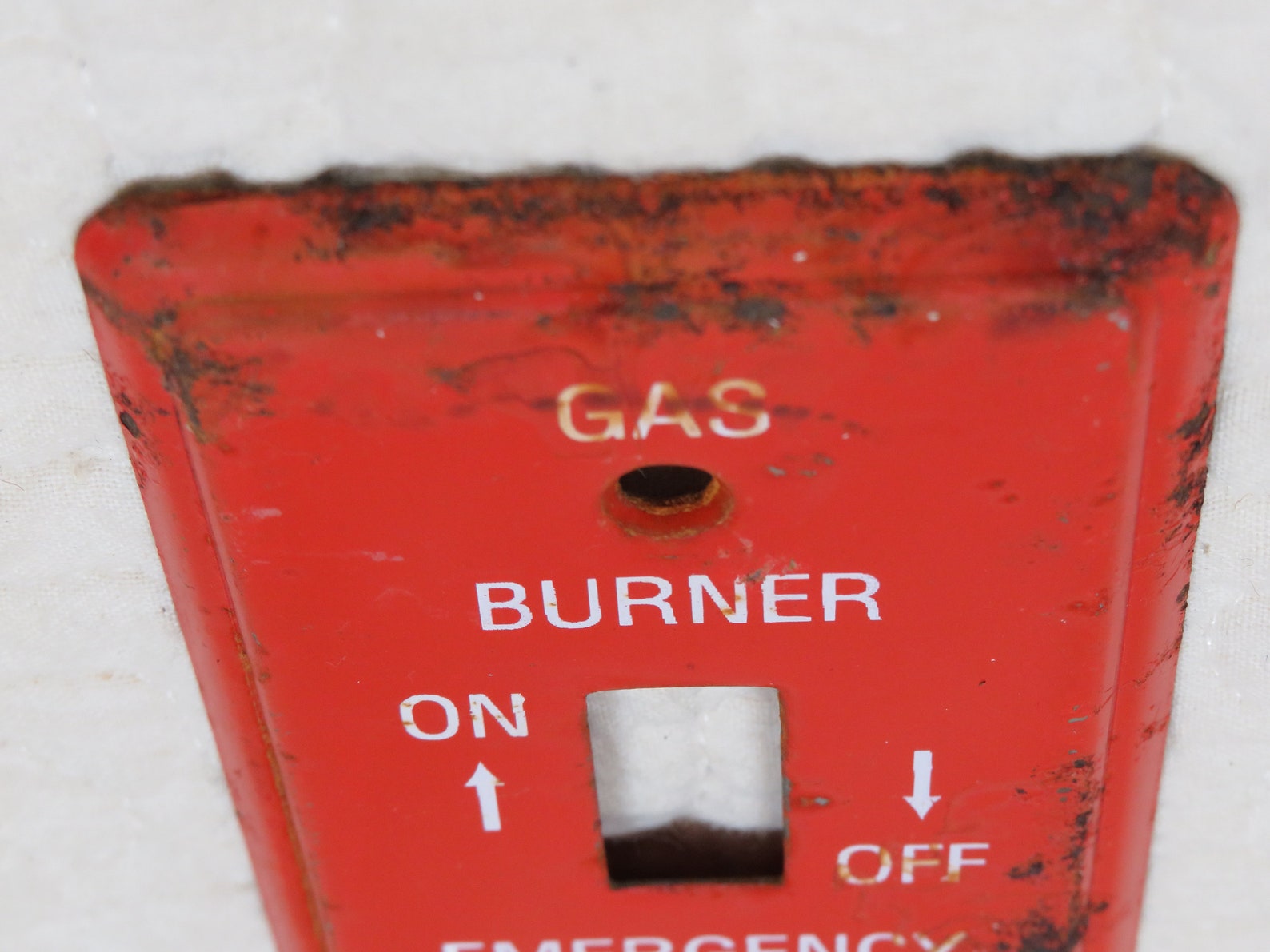 Gas Burner Emergency Switch Plate Metal Vintage Etsy