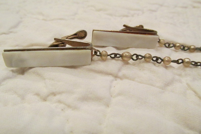 Vintage Sweater Clip sweater guard faux pearls and mother of pearl