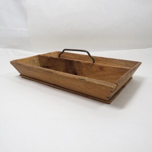 Utensil Tray Wood Vintage Storage Item metal shaped handle
