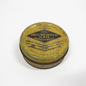 Round Metal Tin Vintage Household Nail collectible