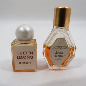 2 Perfume Bottles Miniatures Lucien Lelong Ecusson Jean DAlbret Vintage scents