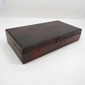 Wood Storage Box Hand Painted Poinsettia&#39;s Antique Very nice Patina