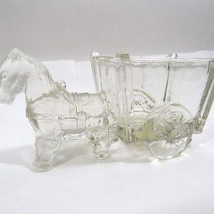 Glas Pferdewagen Zucker oder Zahnstocher Aufbewahrung Vintage Sammlerstück