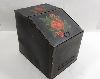 Toleware Box Metal Roses Antique