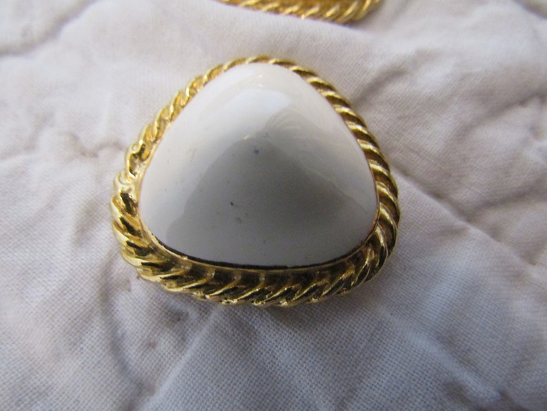 Shoe or Dress Clips Off White and Gold tone metal SALE Vintage Item