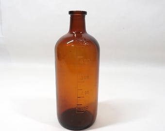 Apothecary Bottle Amber Brown Vintage Pharmacy collectible
