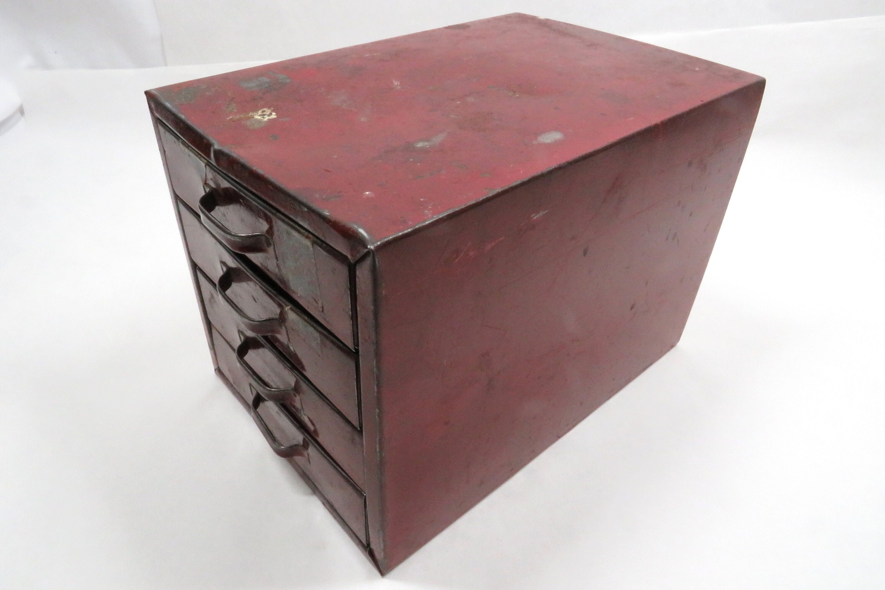 Metal Drawer Case Small Red Vintage