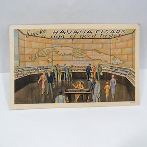 Postal de puros habanos, recuerdo de la Feria Mundial de Nueva York de 1939-1940, efímera vintage