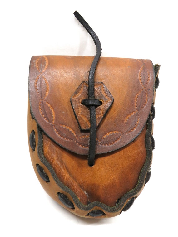 Leather Pouch Attaches to belt Vintage - image 2