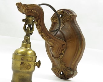 Sconce Light Fixture Metal Brass Salvage Vintage / Antique