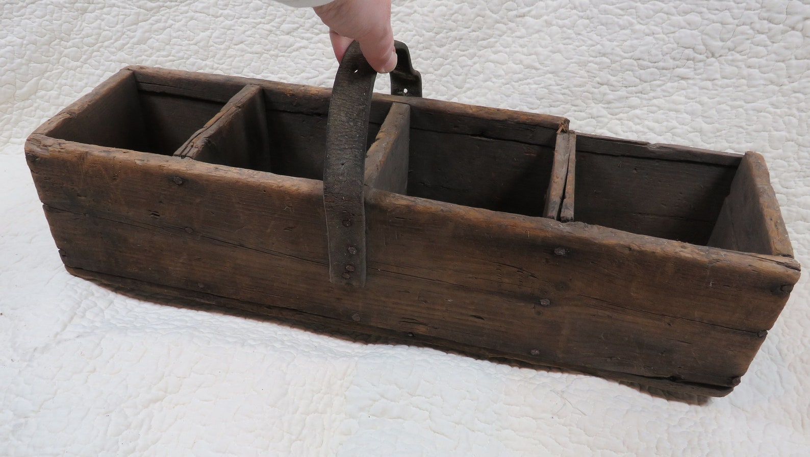 Wood Tool Box Leather Handle Antique Item Etsy