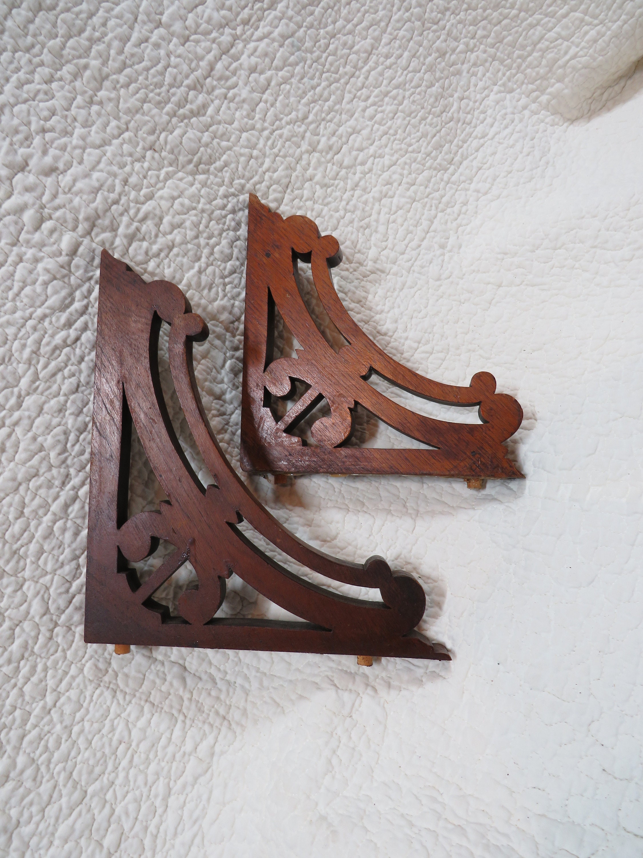 2 Wood Brackets Vintage Salvage Etsy