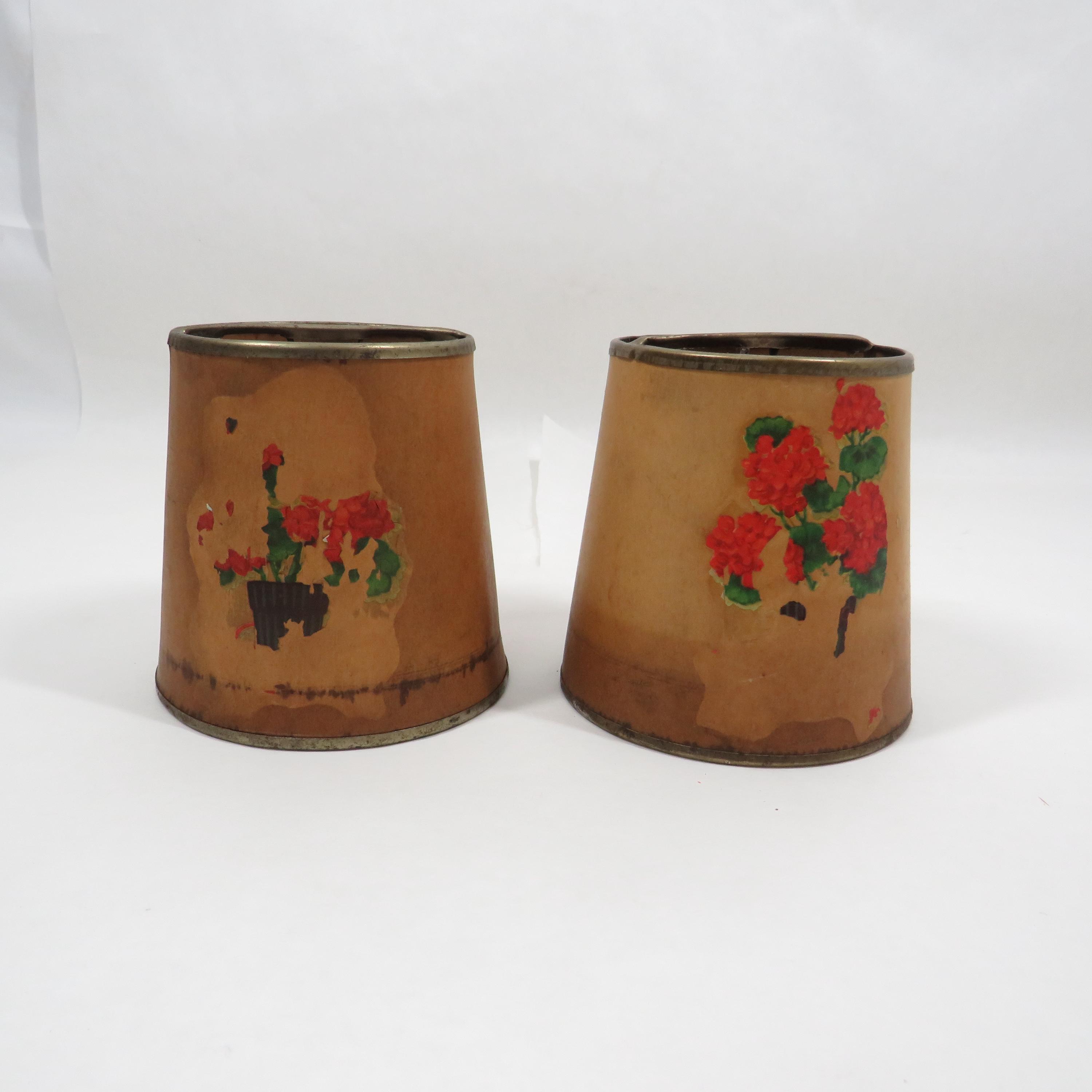 2 Lampshades metal frames Small Vintage collectible TLC