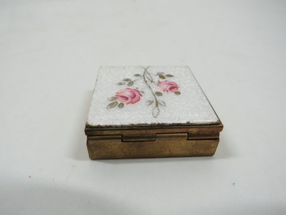 Pill Box Guilloche Roses on top Vintage - image 3