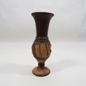 Wood Vase carved by hand home collectible vintage decoration