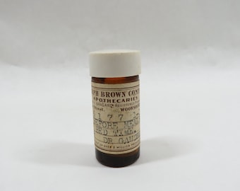 Glass Prescription Bottle Screw on Cap Vintage
