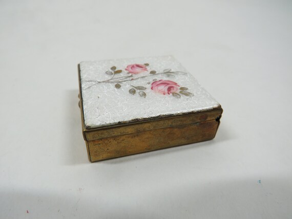 Pill Box Guilloche Roses on top Vintage - image 4