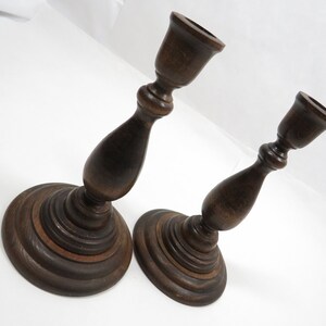 2 Candle Holders Wood Basketville mid century vintage image 4