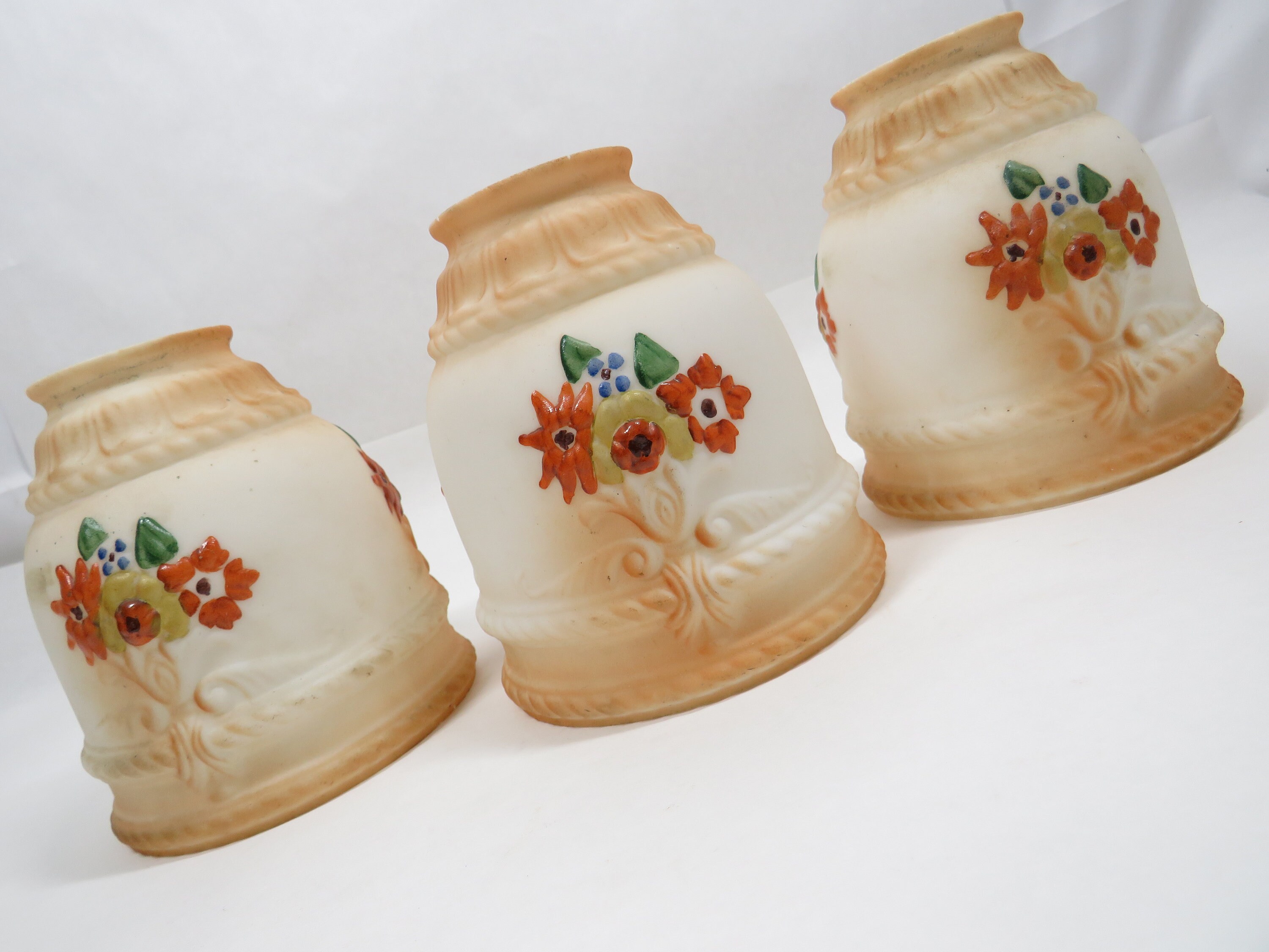 3 Lamp Shades Glass Vintage light floral design