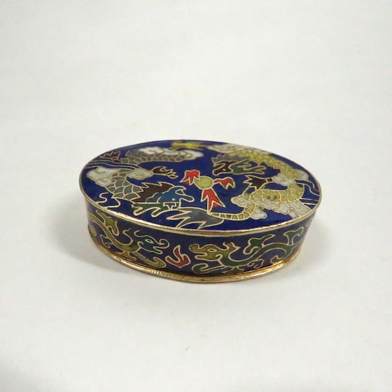 Trinket Box Dragon metal with enamel Vintage - image 1