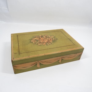 Wood Storage Box mirror inside with separated storage Vintage