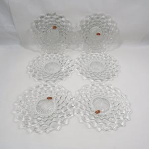 6 Fostoria Glass Plates Salad Vintage Serving Collectible Kitchen NOS
