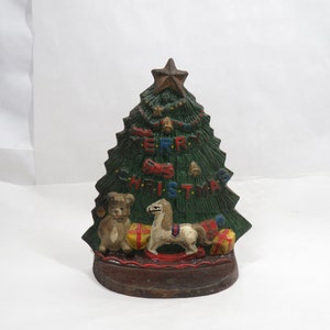 Butoir de porte serre-livres pour sapin de Noël victorien en fonte, objet de collection vintage