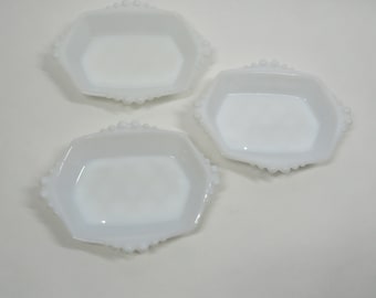 3 Milk Glass Dishes Vintage serving collectible