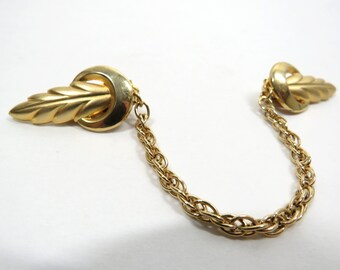 Sweater Guard Clip gold tone metal Vintage