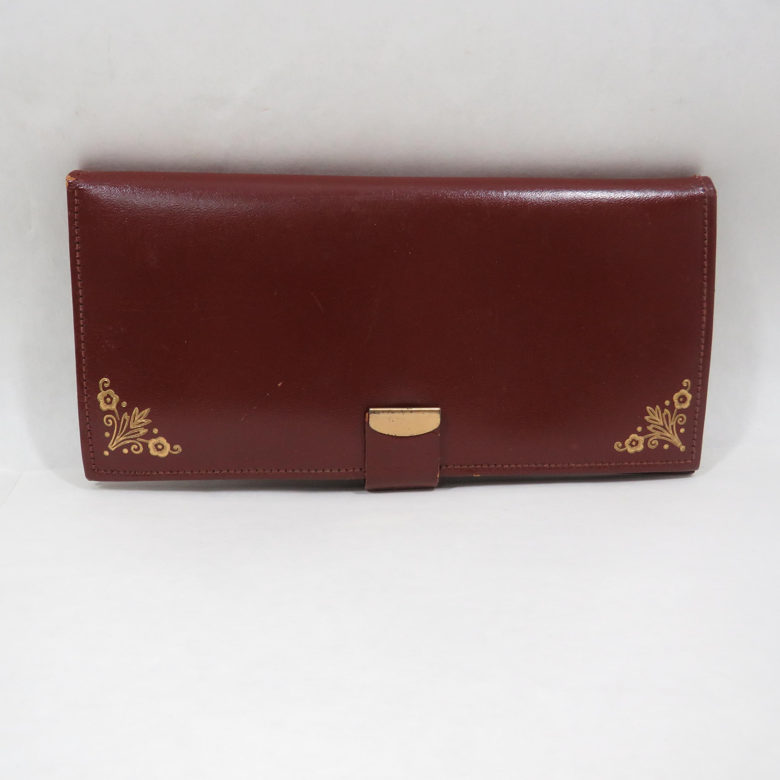 Red Leather Wallet Baronet mid century Vintage Cowhide accessory