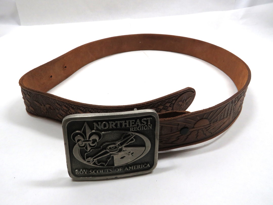 Boy Scout Belt Leather Vintage Mid Century Etsy