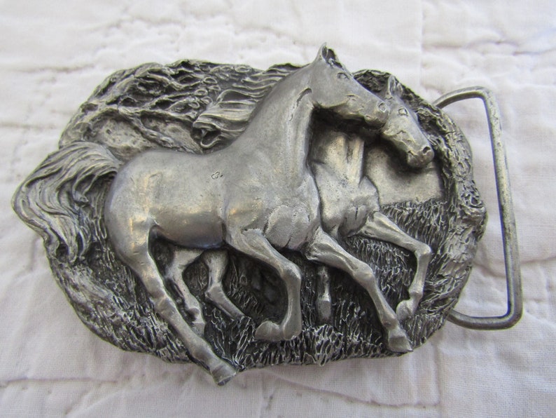 Pewter Bergamot Horse Belt Buckle 1983