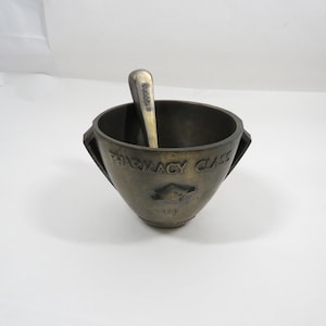 Pharmacy Mortar Pestle Metal Graduate 1968 Vintage collectible