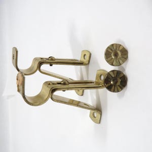 2 Curtain Rod Brackets Metal with flower screws Vintage window accent