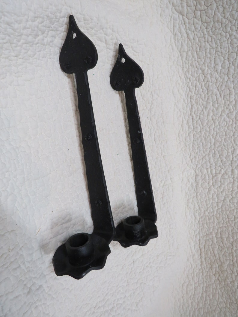 2 Cast Iron Candle Holders Wall Mount Vintage Etsy