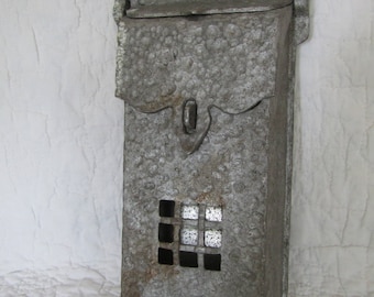 Vintage Mailbox Galvanized metal 2 openings at top Very Nice