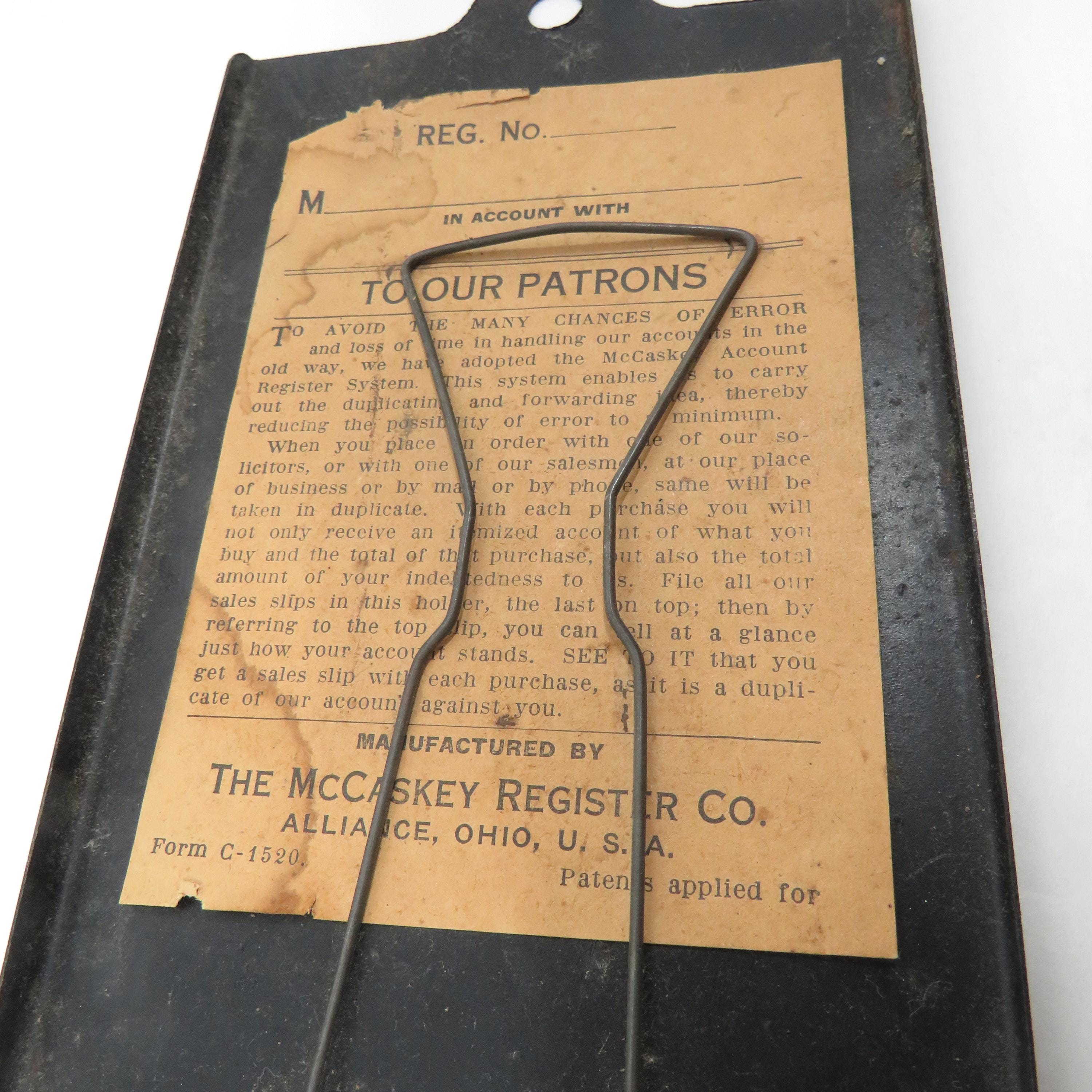 アンティーク雑貨 Vintage McCaskey Register Receipt Holder Antique Mccaskey Register Clip Receipt Holder BLACK
